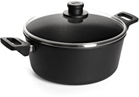 Woll Nowo Titanium Topf mit Glasdeckel in Box, Ø 28 cm, 12 cm hoch, 6.0 Liter, mit 2 Seitengriffen - Geeignet für Ceran, Gas, Elektro, Halogen - nicht induktionsgeeignet, Antihaft-Versiegelung