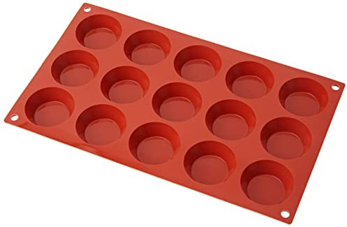 silikomart | SF014 Moule en Silicone pour TARTELLETTA Monoportions, antiadhésif, 15 cavités, Lot de 1 Moule à gâteau, Ø 50 h 15 mm, Made in Italy