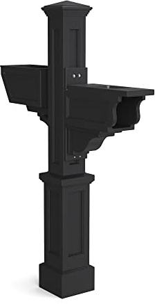 Mayne Signature Plus Mailbox Post with Newspaper Slot and Planter – Weather-Resistant, Durable Classic Design – Easy-to-Install Outdoor Mailbox Post