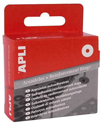 APLI 116 - Arandelas adhesivas refuerzo taladro 13 mm en caja de 200 unidades
