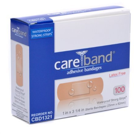 Care Band Waterproof Adhesive Bandages 1x3.25 100/box