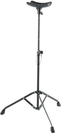 K&M 14951 Tuba-Spielständer Schwarz - Faltbare Fußstreben - Tragfähigkeit 10 kg - Von 65-114 cm - Gummierte Auflage