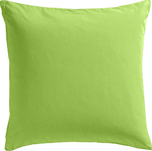 REDBEST Kissenhülle, Kissenbezug Uni Seattle, 100% Baumwolle apfelgrün Größe 40x40 cm - Robustes, glattes Gewebe, mit praktischem Reißverschluss