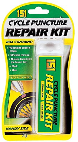 151 Cycle Puncture Repair Kit, Full Tyre Fix - Compact Case | Pocket Sized Bicycle Tyre Patch Repair Box For Bikes | 5 Patches, Glue 5g, Sandpaper & Chalk