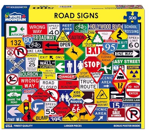 White Mountain Puzzles Road Signs - 500 Piece Jigsaw Puzzle