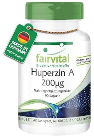 Fairvital | Huperzina A 200µg - de extracto de Lycopodium Serratum (Huperzia Serrata) - Dosis elevada - 90 Cápsulas - Calidad Alemana