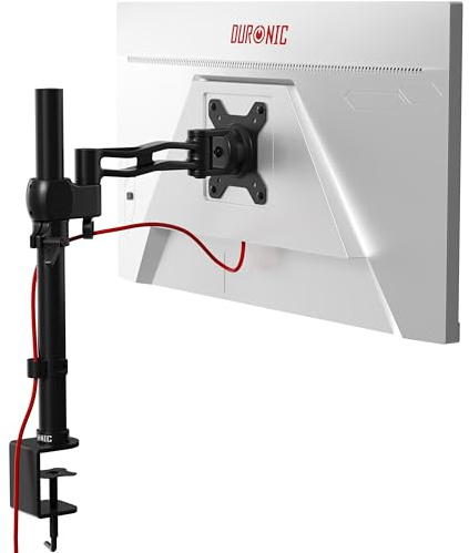Duronic DM351X2 Monitorarm, Monitor Halterung Bildschirme bis 27 Zoll, LCD LED Display Ständer bis 10 kg, Höhenverstellbar, Neigbar -15° bis +15°, Drehbar 360°, Monitorhalterung Arm VESA