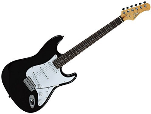 EKO GUITARS - S-100 3/4 BLACK Chitarra Elettrica forma Stratocaster, Configurazione S/S/S, 22 Tasti, Colore Black