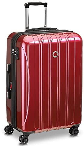 DELSEY Paris Helium Aero Hardside Expandable Luggage with Spinner Wheels, Brick Red, Checked-Medium 25 Inch, Helium Aero Hardside Expandable Luggage with Spinner Wheels