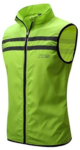 bpbtti Men's Hi-Viz Safety Running Cycling Vest - Windproof and Reflective (Medium - Chest 41-43, Yellow)