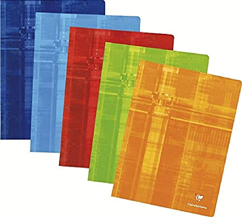 Clairefontaine 3311C – Skolhäftapparat/bok DIN A4 24 x 32 cm, 24 ark 90 g, fransk linjatur, häftad, sorterad färg, 1 styck