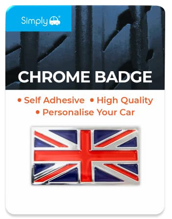 Simply CB49 Union Flag Chrome Badge, 70 x 35 mm
