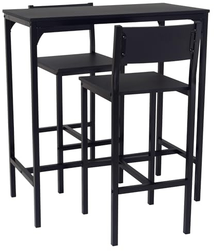 yelloo - Tavolo Bar con Sgabelli Salvaspazio, Angolo Bar per Casa, Tavolino Bar uso Interno, Ideale per Birreria, Pizzeria, Perfetto per Arredare Casa con Stile (Lignano - Tavolo + 2 Sgabelli)