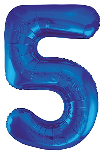 Unique Party Supplies 55745 Riesenzahl 5 Luftballon - 86 cm - Blau
