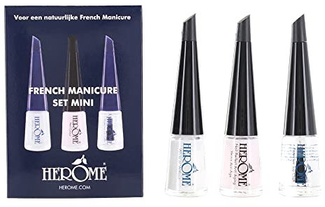 Herome Kit French Manucure Mini - Kit de Voyage - Pour Une French Manucure Dans 3 Étapes - Vernis à Ongles (French Manicure Set) - 3*4ml.