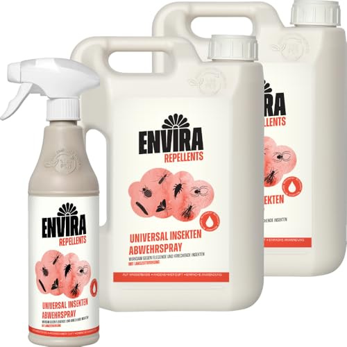 Envira Universal Insekten Abwehrspray 500 ml + 2 x 2 Liter - Spray mit Langzeitwirkung gegen Trauermücken, Silberfische, Lebensmittelmotten & weiteres Ungeziefer - Mittel gegen Insekten