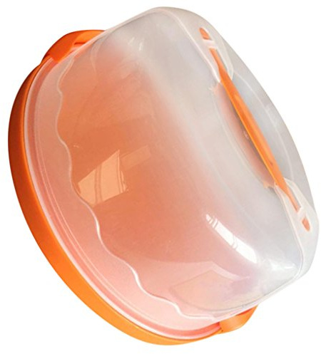 Contenitore per torta, 30 cm, in Plastica, con coperchio per conservazione e trasporto di pasticceria arancione