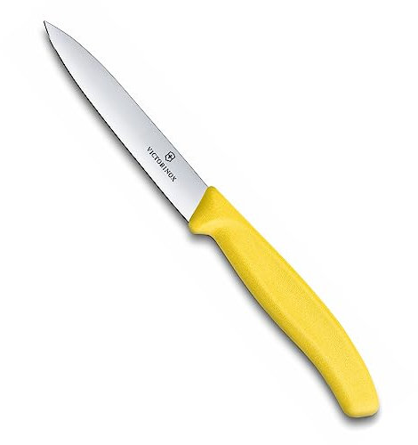 Victorinox, 6.7706.L118, Swiss Classic, Gemüsemesser, Extra scharfe Klinge, mit geradem Schliff, robuster Kunststoff-Griff, Gelb, Made in Switzerland, Spülmaschinengeeignet