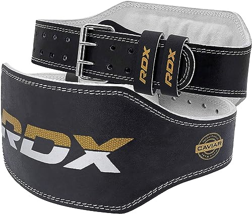 RDX Cowhide - Cinturón de musculación para levantamiento de pesas, 10 agujeros ajustables, soporte lumbar, para entrenamiento de fuerza, hombre o mujer