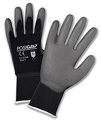 West Chester PosiGrip 715SUGB PU Palm Coated Nylon Gloves - [Pack of 12] Large, Knit Wrist, Heavy-Duty Gloves