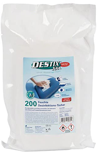 SPORTTEC Les lingettes désinfectantes DESTIX XXL en Paquet de Recharge, 21x26 cm, 200 pièces.