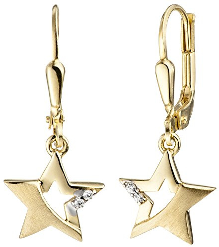 Jobo Damen-Ohrringe Stern hängend aus 8 Karat 333 Gold mit Zirkonia