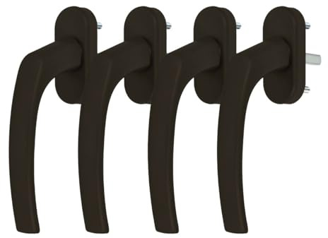 4 x Alu Fenstergriff in Braun RAL 8019 - Stiftlänge 30mm