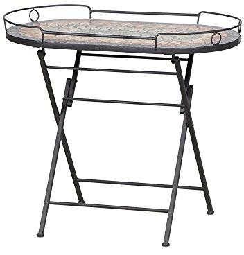 Siena Garden Serviertisch Prato, 68x41x60cm, Gestell: Stahl, pulverbeschichtet in schwarz matt, Fläche: Keramik in bunt