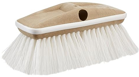STAR BRITE Premium Stiff Bristle 8 Brush Head W/Bumper - Dual Connections Fit Either Standard 3/4 Threaded Poles or Extend-A-Brush Handles (Coarse) (White) (040163)