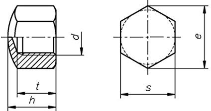 JD Hutmuttern DIN 917 niedrige Form | M8 - Ø 8mm VE = 10 Stück | Stahl galv. verzinkt