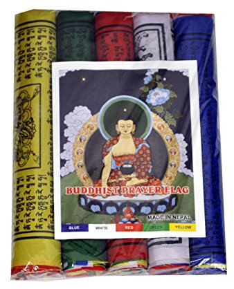 Dharma Store Lot de 50 drapeaux de prière tibétain bouddhiste pour bonheur, longévité et bien-être, 8.5 Inch