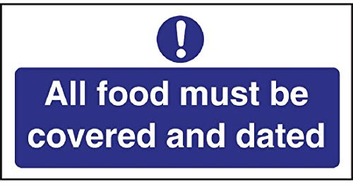 Vogue All Food Covered & Dated Sign - 200x100mm 8x4 (Self-Adhesive)