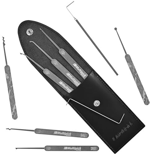 MULTIPICK ELITE 9 Lockpicking Set [9 Teile | 0,6 mm] Made in Germany - Lockpick Tool, Schlösser knacken - Lock Picks inkl. Spanner - Schloss picking - Profi Dietrich Set - Lockpicking Kit - Pick