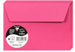 Clairefontaine 5576C förpackning med 20 självhäftande kuvert C6 11,4 x 16,2 cm 120 gsm färg intensiv rosa inbjudan evenemang korrespondens pollen sortiment premiumpapper