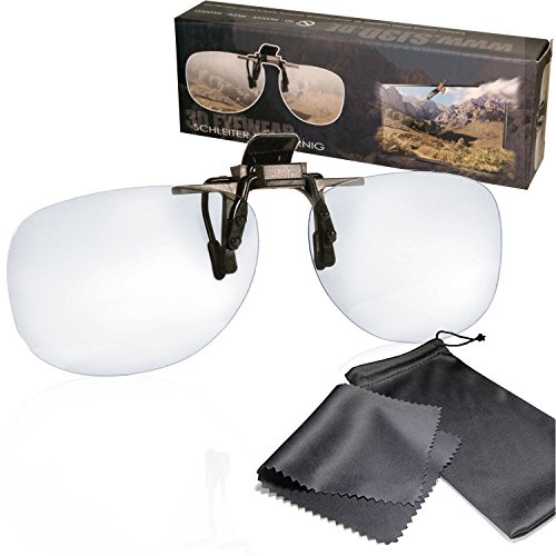 Slipare & Jauernig SJ-CV1 Passiva 3D-glasögon – 3D-glasögon Clip VERSION 1 – Insats för glasögonhållare – Polariserade polariserade glasögon – för RealD 3D bio och TV, 200 g