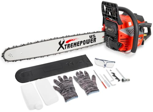 XtremepowerUS 22 Gas Chainsaw 58cc Gas Engine Wood Cutting Aluminum Gasoline Gas 2-Stroke Chainsaw Cutting Wood Cutter Industry Engine Motor EPA