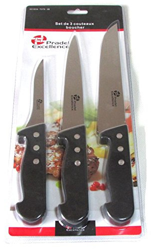 LOT DE 3 COUTEAUX BOUCHER MANCHES POLYPRO - PRADEL