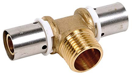 Raccord PER en T à sertir M 1/2 Ø 16 mm PB tub