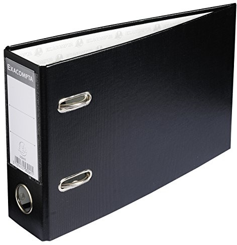Exacompta 53241E Premium PVC-Ordner. 7 cm breit DIN A5 quer Sonderformat Ringordner Aktenordner Briefordner Büroordner Plastikordner Schlitzordner schwarz