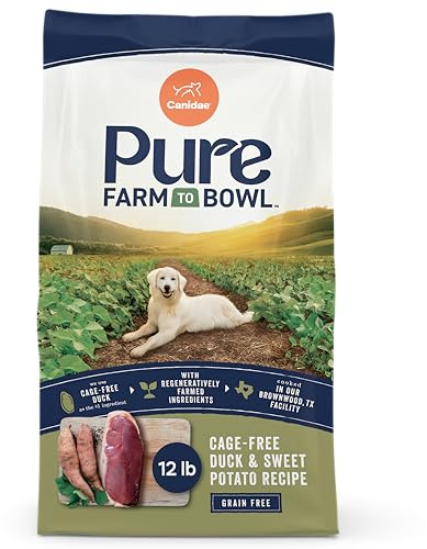 Canidae Pure Farm to Bowl Cage-free Duck & Sweet Potato, Adult, Grain-Free Dry Dog Food, 12lb
