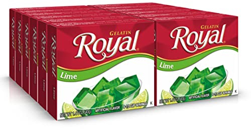 Royal Gelatin, Fat Free Dessert Mix, Lime (12 - 1.4 Ounce Boxes) (Pack of 12)
