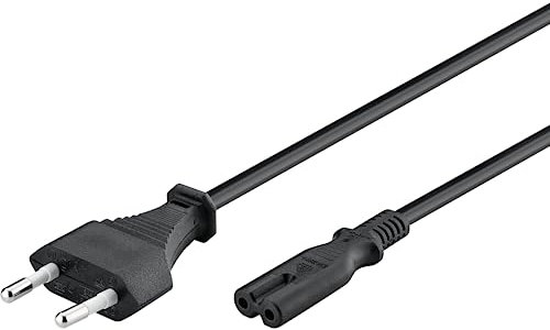 Goobay 51322 Euro Netzkabel 2 polig Eurostecker Typ C & C7 Buchse universelles Stromkabel Eurokabel Anschlusskabel Schwarz Verlängerungskabel 1.8m
