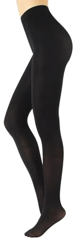 CALZITALY Cotton Tights | Soft & Warm Winter Pantyhose | 100 Den | S M L Xl | Made In Italy | (L/XL, Black)