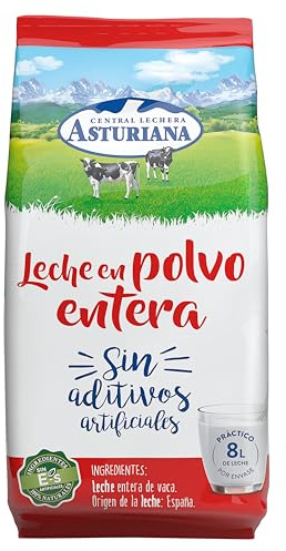 Latte intero in polvere Central Lechera Asturiana 1 kg – Sacchetto 100% naturale senza additivi né conservanti | Ideale per cucinare, cuocere al forno e per bevande, alta resa