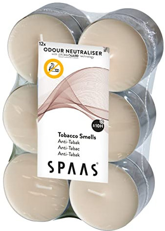 Spaas Anti-Tobacco Maxi Tealights x12, ± 10 Hours, Ivory