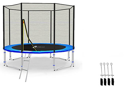 LifeStyle ProAktiv LS-T305-PA10 (BA) Garten- Trampolin 305cm - 10ft - (Blau) Extra Starkes Sicherheitnetz - 180kg Traglast