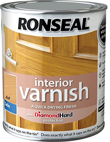 Ronseal RSLIVSAS250 250ml Quick Dry Satin Interior Varnish - Ash