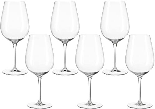 Leonardo Tivoli Rotwein-Gläser 6er Set, Rotwein-Kelch mit gezogenem Stiel, spülmaschinenfestes Teqton-Kristallglas, Wein-Gläser, groß, Höhe 24 cm, 700 ml, 020968