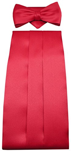 TigerTie - faja + pañuelo + pajarita de seda en rojo rojo-tráfico