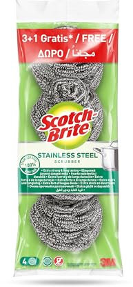 Scotch-Brite Lot de 3 + 1 spirales de lavage en acier inoxydable gratuites